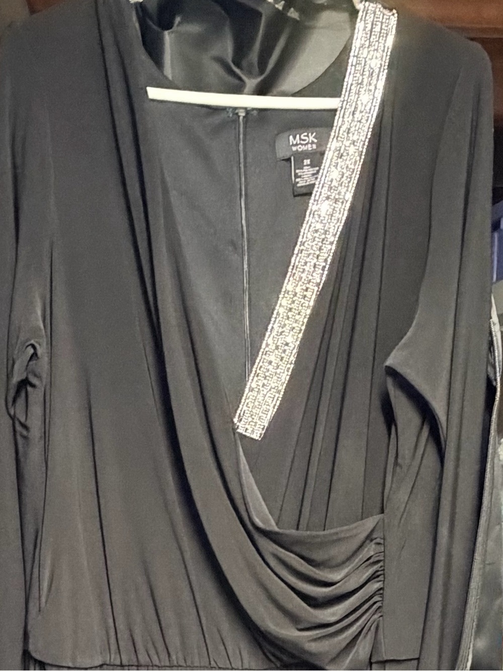 MSK Black Rhinestone trimmed jumpsuit
